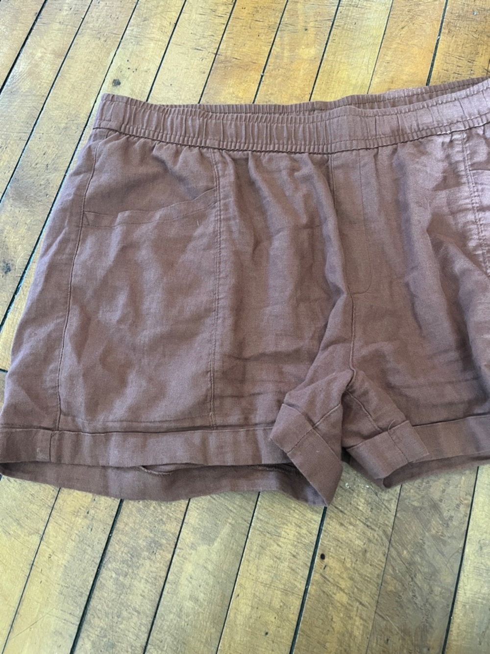 Old Navy High-Waist Linen-Blend Brown Shorts